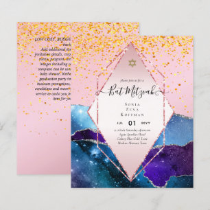 AGATE GLITTER BAT MITZVAH Invitations BUDGET
