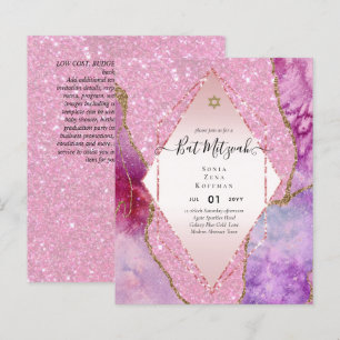 AGATE GLITTER BAT MITZVAH Invitations BUDGET