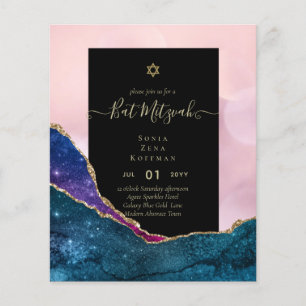 AGATE GLITTER BAT MITZVAH Invitations BUDGET Flyer