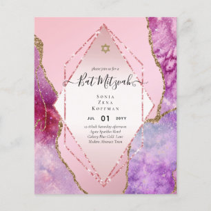 AGATE GLITTER BAT MITZVAH Invitations BUDGET Flyer