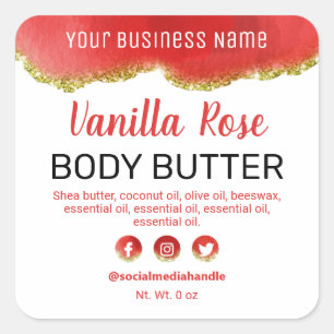 Agate Gold Glitter Red White Product Labels