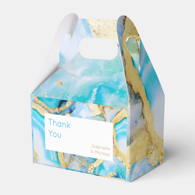 Agate gold Luxurious coastal Wedding  Favour Box (Front Side)