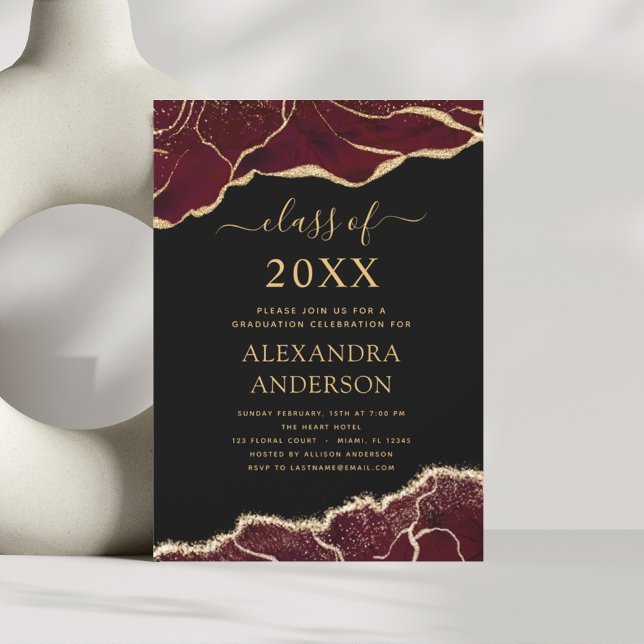 Agate Graduation Class of 2023 Burgundy Invitation (Creator Uploaded)