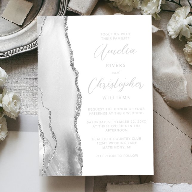 Agate Gray Silver Script Wedding (Creator Uploaded)