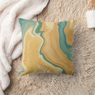 Agate Green & Cream Marble Custom Name Letter Cushion
