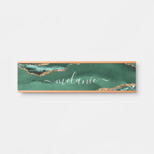 Agate Green Gold Emerald Custom Name Door Sign
