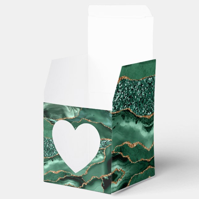 Agate Green Gold Glitter Geode Marble Custom Name Favour Box (Opened)