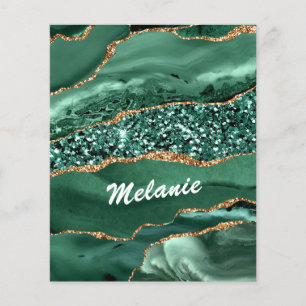 Agate Green Gold Glitter Marble Flyer Your Name