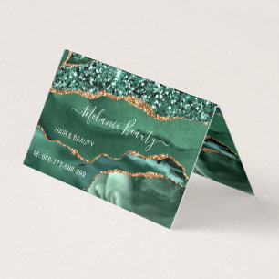 Agate Green Gold Glitter Marble Modern Design Business Card