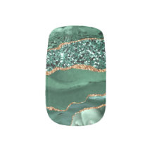 Agate Green Gold Glitter Sparkle Marble Gemstone