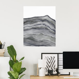Agate Grey Abstract Watercolor Painting Pattern Poster