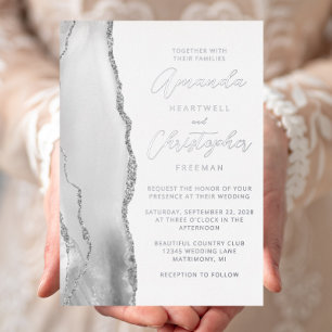 Agate Grey Silver Script Wedding