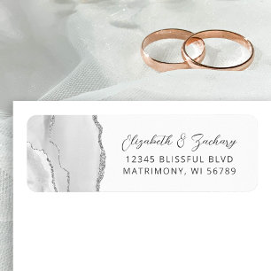 Agate Grey Silver Wedding Return Address