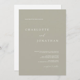 Agate Grey Simple Modern Script QR Code Wedding Invitation