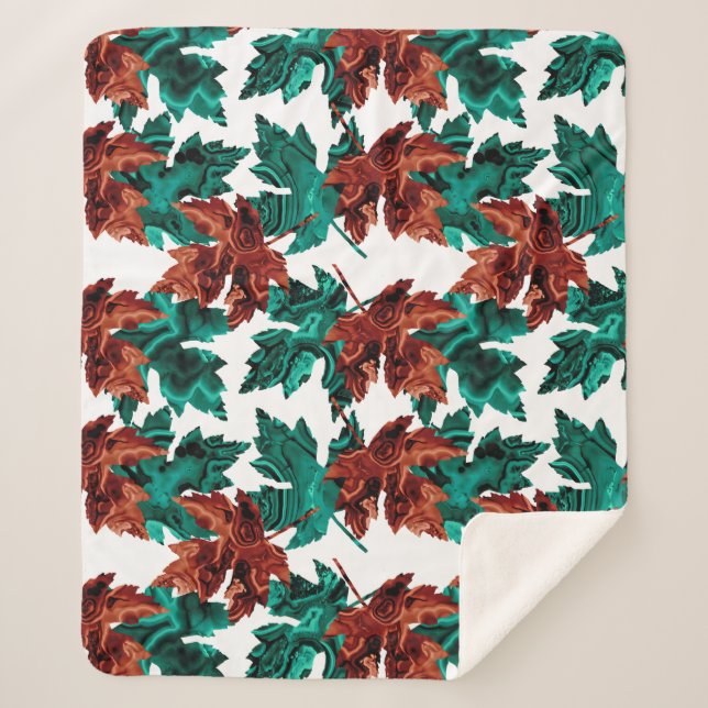 Agate Leaf Sherpa Blanket Spruce/Brown (Front)