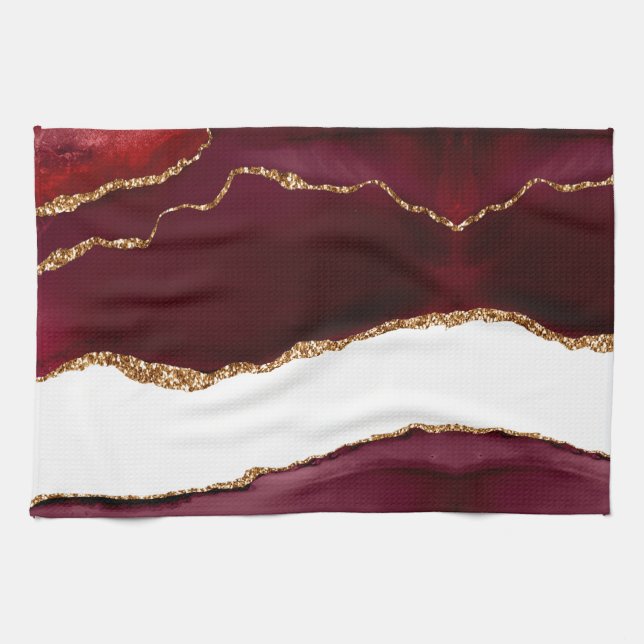 Agate liede vin and gold tea towel (Horizontal)