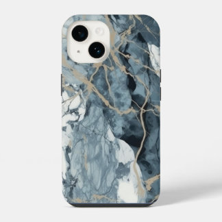 Agate Marble Inspired Luxury Texture Blue iPhone 14 Case