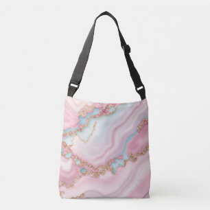 Agate Marble Modern Blue Pink Gold Collection Crossbody Bag