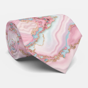 Agate Marble Modern Blue Pink Gold Collection Tie