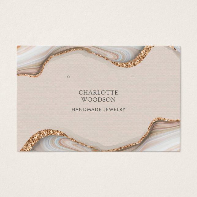 Agate Marble Pink Blush Geode Earring Horizontal (Front)