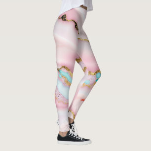 Agate Marble Popular Blue Pink Gold Collection Leggings