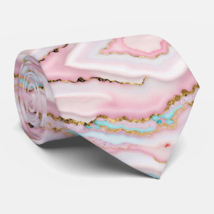 Agate Marble Popular Blue Pink Gold Collection Tie