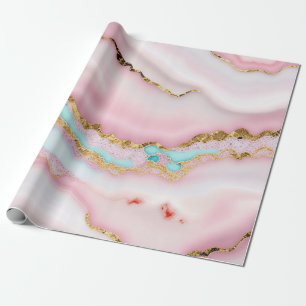 Agate Marble Popular Blue Pink Gold Collection Wrapping Paper