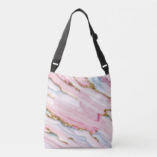 Agate Marble Trendy Blue Pink Gold Collection Crossbody Bag
