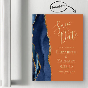 Agate Navy Blue Gold Burnt Orange Magnetic Card