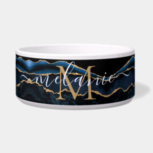Agate Navy Blue Gold Gemstone Marble Monogram Name