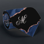 Agate Navy Blue Gold Glitter Luxury Monogram  Tie<br><div class="desc">groom band | Stylish and fashionable necktie Cute, simple and elegant "Groom Squad" art neck tie in a modern and minimalist print in black and navy blue with a cool modern style. The logo, name, and role can easily be customised with the names of the groomsmen, for example, Groom, Best...</div>