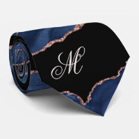 Agate Navy Blue Gold Glitter Luxury Monogram 