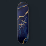 Agate Navy Blue Gold Your Name Letter Skateboard<br><div class="desc">Skateboards with Monogram Name Agate Navy Blue Gold Gemstone Marble Geode Glitter Sparkle Personalised Birthday - Anniversary or Wedding Gift / Suppliest - Add Your Letter / Name - Text or Remove - Make Your Special Skateboard Gift - Resize and move or remove and add text / elements with customisation...</div>