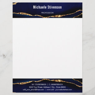 Agate Navy Blue Gold Your Personalised Letterhead