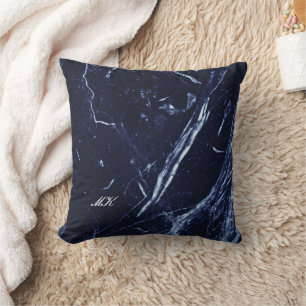 Agate Navy Blue Marble Custom Name Letter Cushion