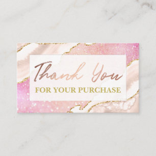 Agate On Pink Glitter Thank You For Your Purchase Business Card