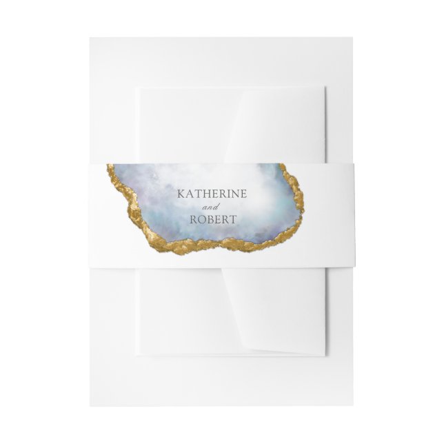 Agate Pearl Gold Wedding Invitation Belly Band (Front Example)