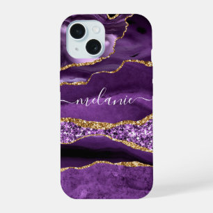 Agate Purple Gold Custom Name iPhone Case