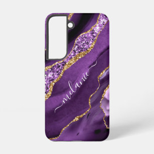 Agate Purple Gold Glitter Gift with Your Name Samsung Galaxy Case
