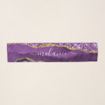 Agate Purple Gold Glitter Marble Custom Name Scarf<br><div class="desc">Scarf with Agate Purple Violet Gold Glitter Geode Custom Name Sparkle Marble Personalised Birthday - Anniversary or Wedding Gift / Suppliest - Add Your Name - Text or Remove - Make Your Special Scarves Gift - Resize and move or remove and add text / elements with customisation tool. Design by...</div>