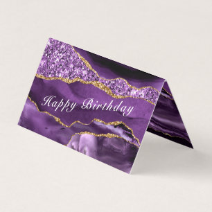 Agate Purple Gold Glitter Sparkle Birthday Card