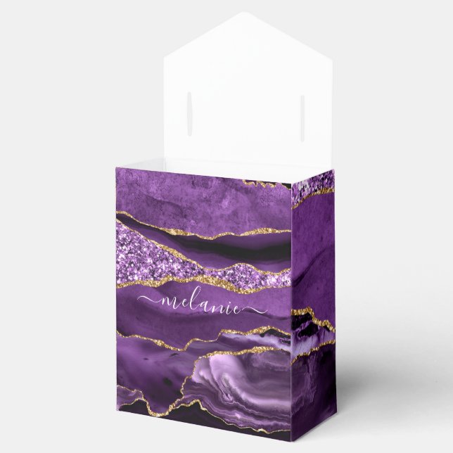 Agate Purple Gold Marble Custom Name Gift Box (Opened)