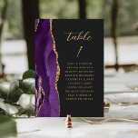 Agate Purple Gold Modern Script Dark Wedding Table Number<br><div class="desc">The left-hand edge of this elegant modern wedding table number card features a purple watercolor agate border trimmed with faux gold glitter. The word "table" appears in gold-coloured handwriting script on a dark background. Add the names of your guests who are assigned to each table.</div>
