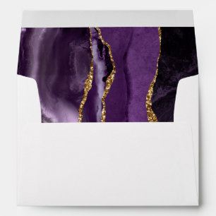 Agate Purple Gold Script Wedding Envelope