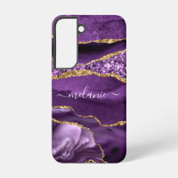 Agate Purple Gold Sparkly Marble Custom Name