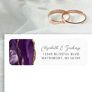 Agate Purple Gold Wedding Return Address