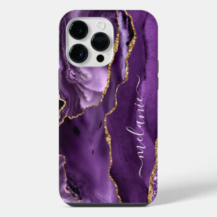Agate Purple Gold Your Name iPhone Case Gift