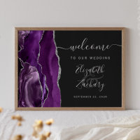 Agate Purple Silver Dark Wedding Welcome