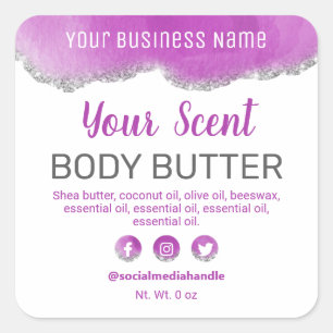 Agate Purple Silver Glitter White Product Labels