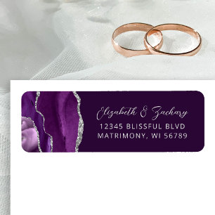 Agate Purple Silver Plum Wedding Return Address